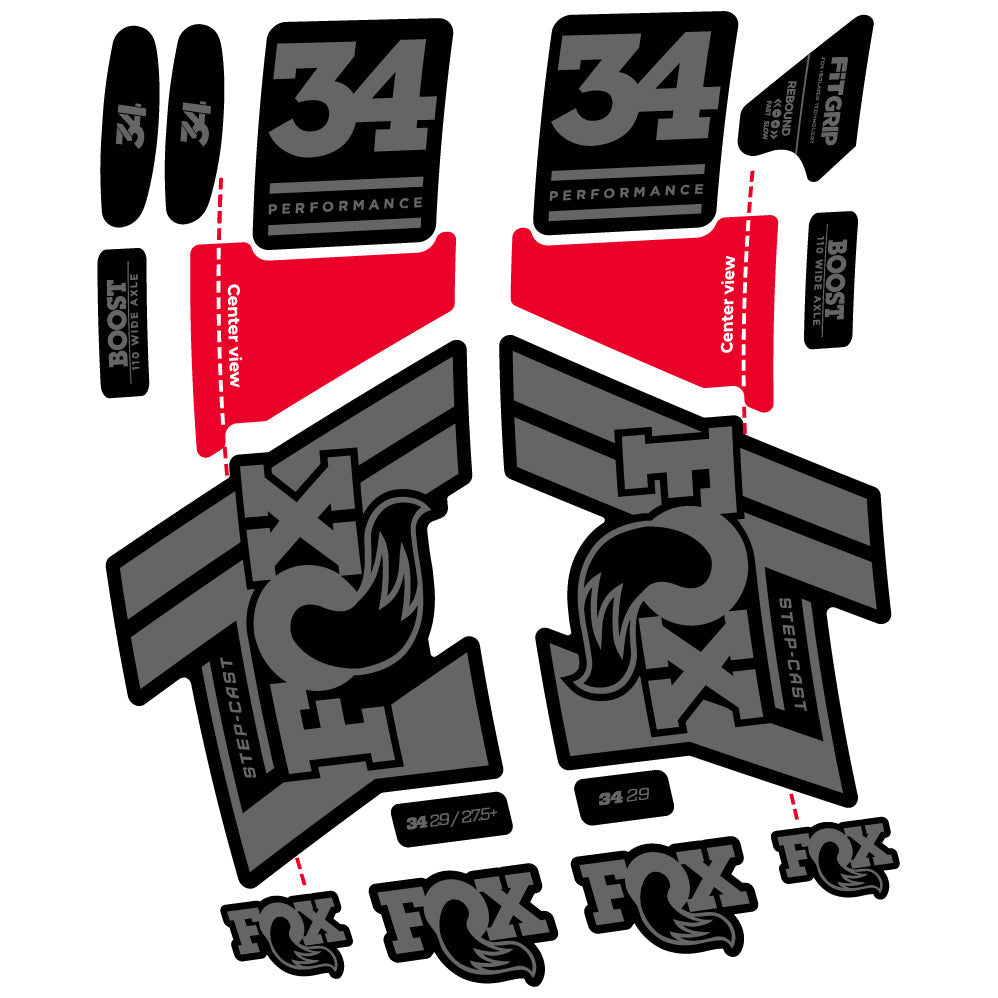 Stickers Fox 34 SC Performance 2019 compatibles Autocollants fourche VTT