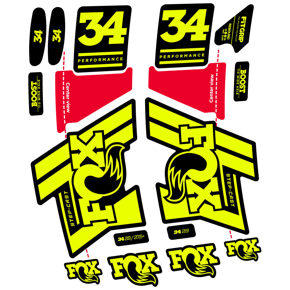 Stickers Fox 34 SC Performance 2019 compatibles Autocollants fourche VTT