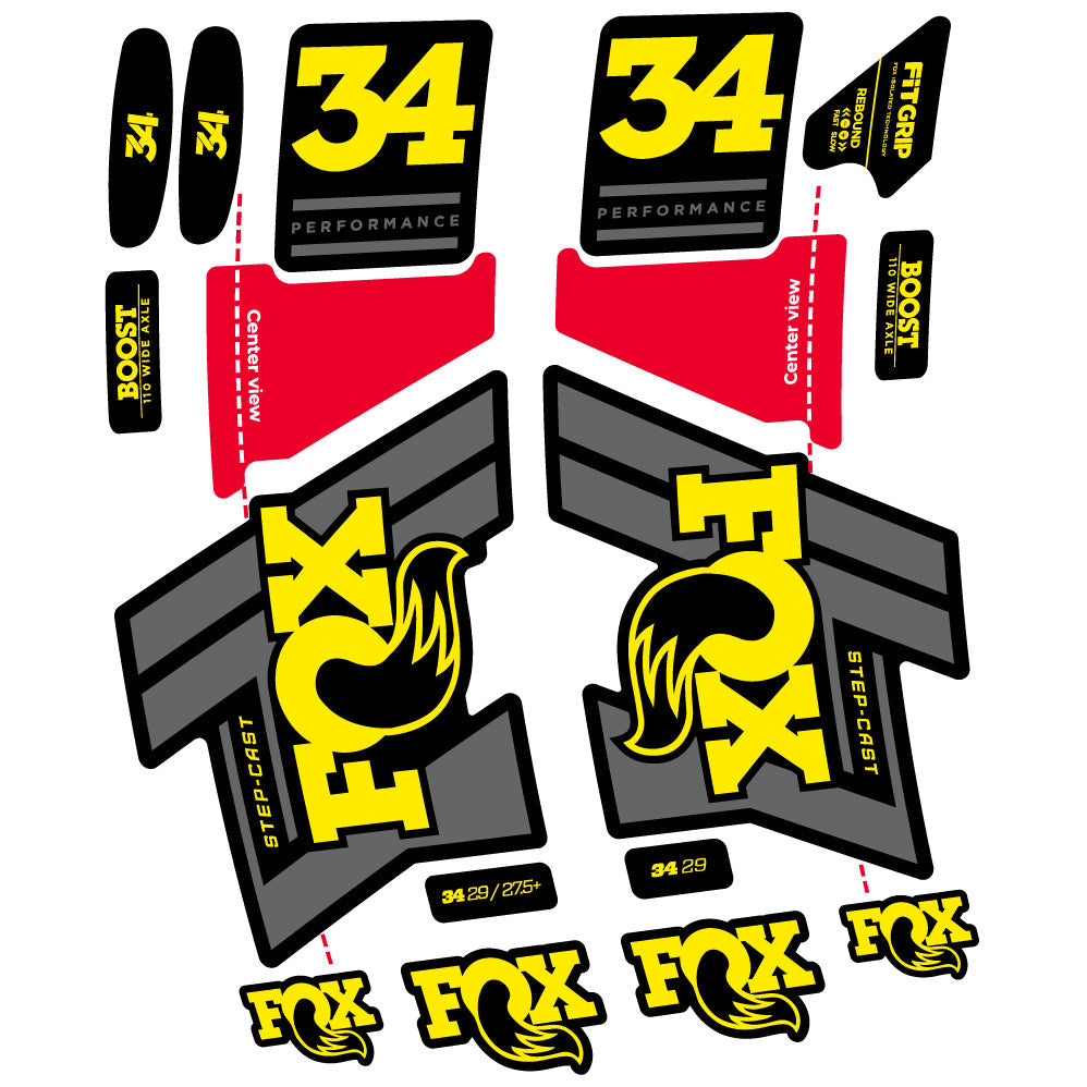 Stickers Fox 34 SC Performance 2019 compatibles Autocollants fourche VTT