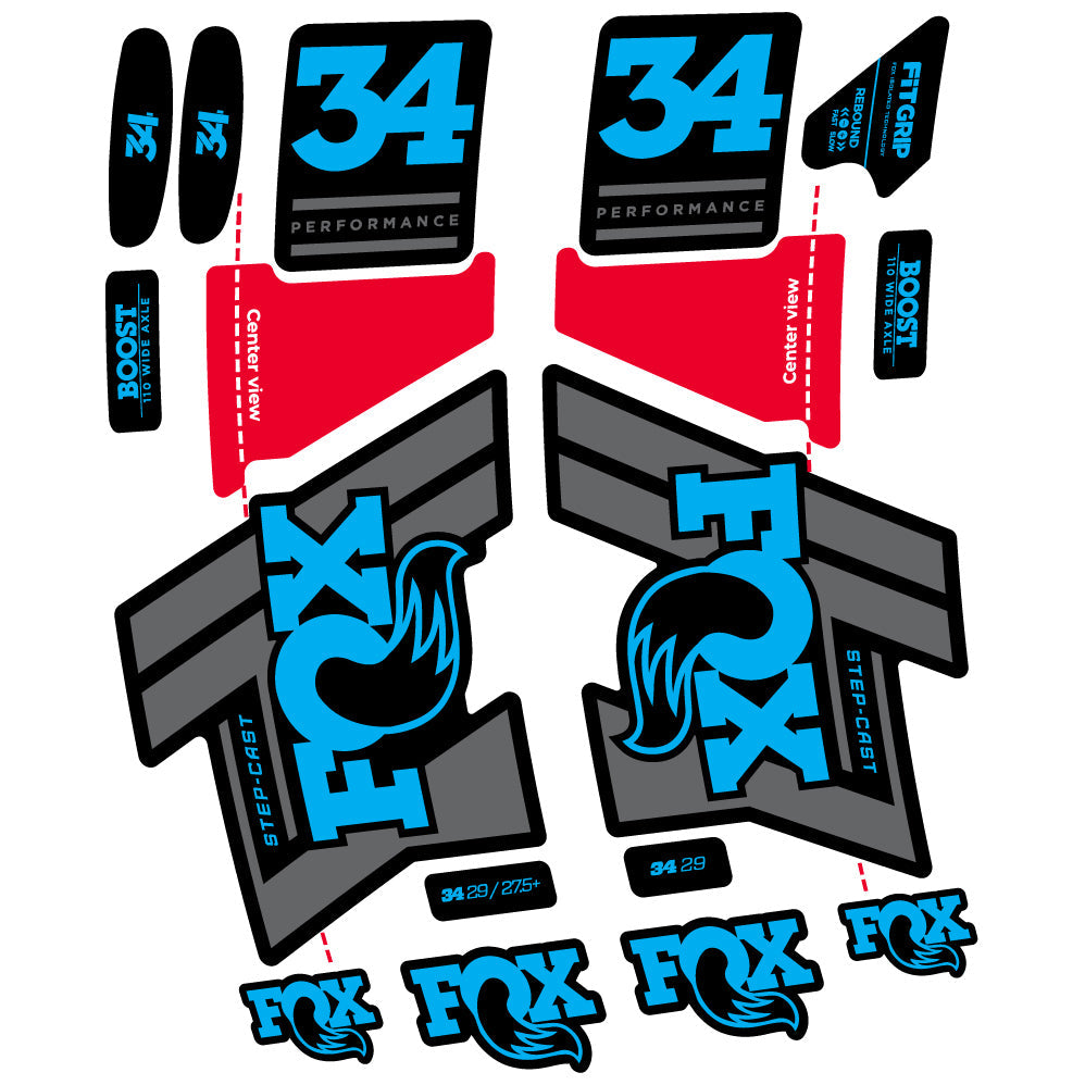 Stickers Fox 34 SC Performance 2019 compatibles Autocollants fourche VTT