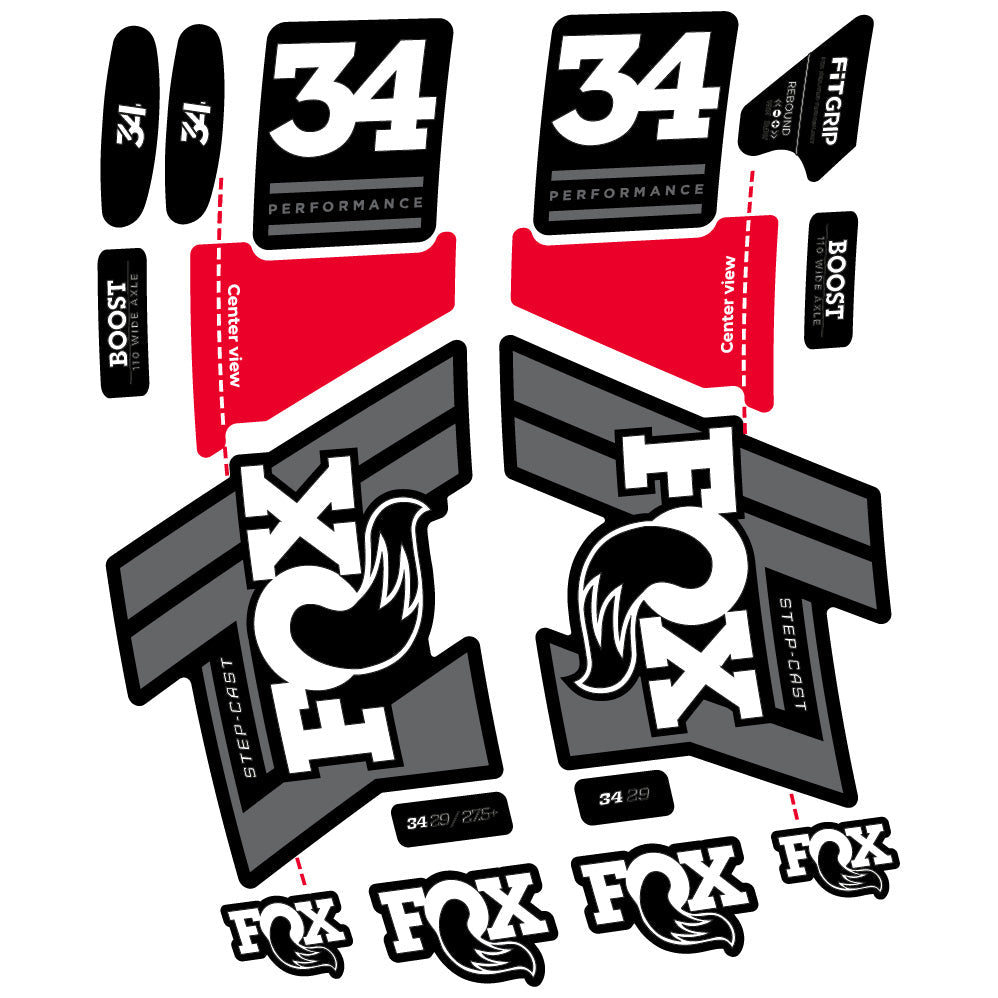 Stickers Fox 34 SC Performance 2019 compatibles Autocollants fourche VTT
