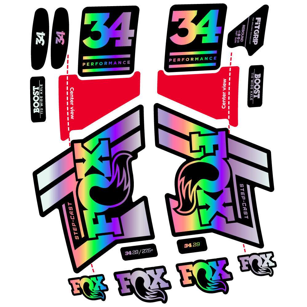 Stickers Fox 34 SC Performance 2019 compatibles Autocollants fourche VTT