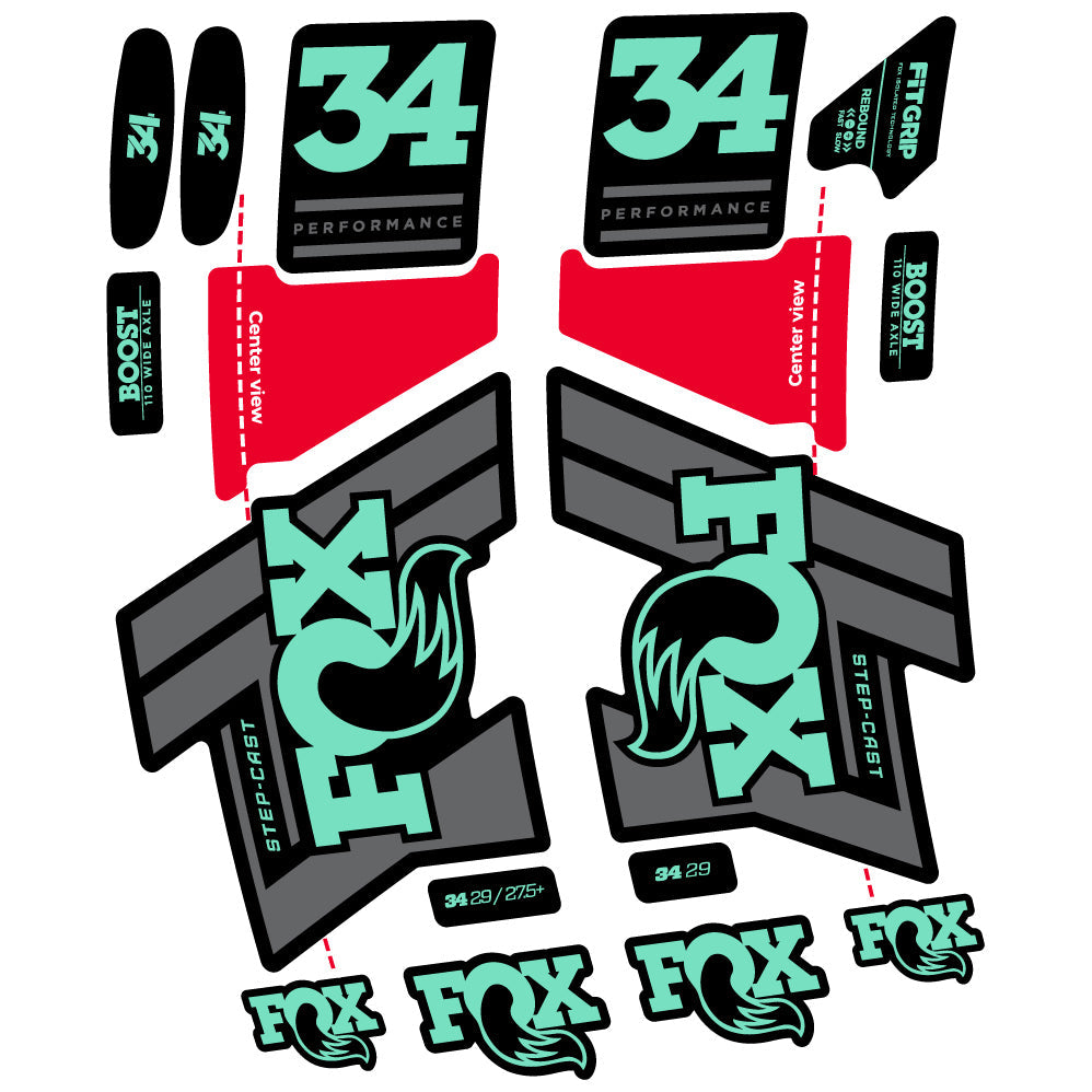 Stickers Fox 34 SC Performance 2019 compatibles Autocollants fourche VTT