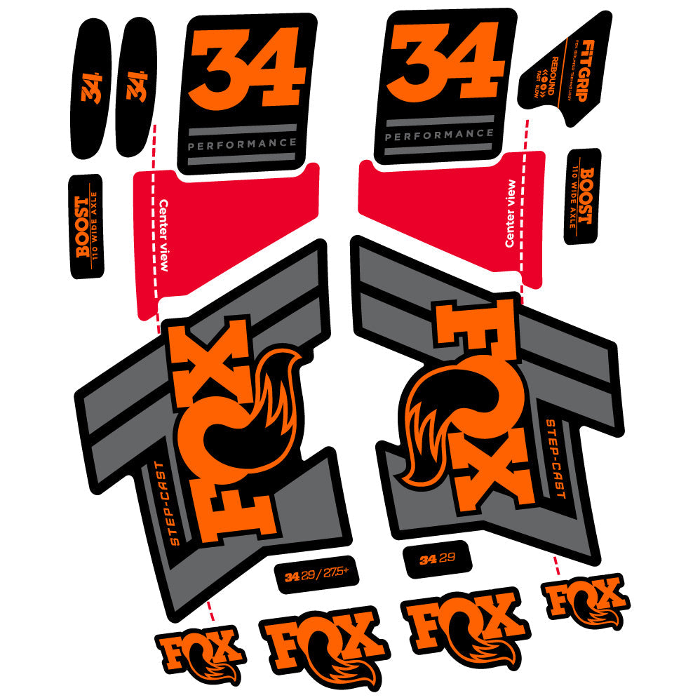 Stickers Fox 34 SC Performance 2019 compatibles Autocollants fourche VTT
