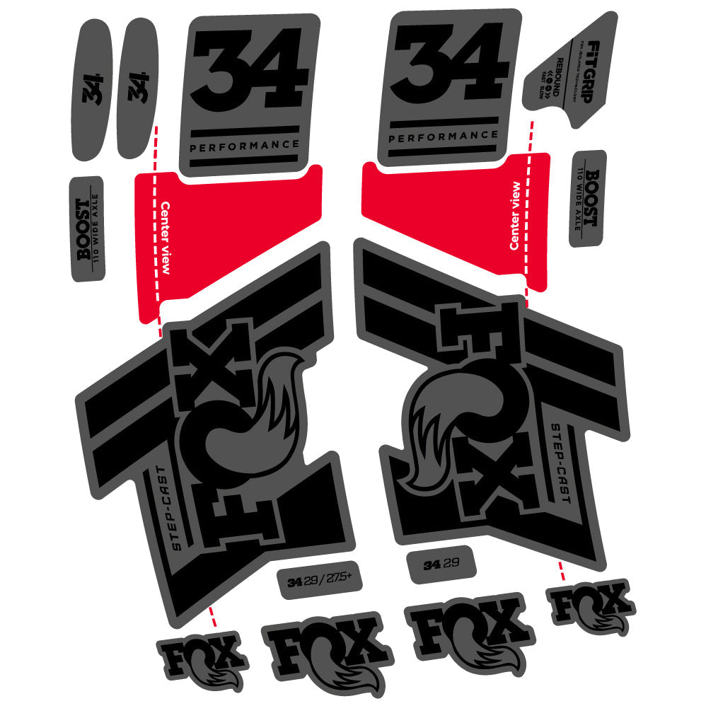 Stickers Fox 34 SC Performance 2019 compatibles Autocollants fourche VTT