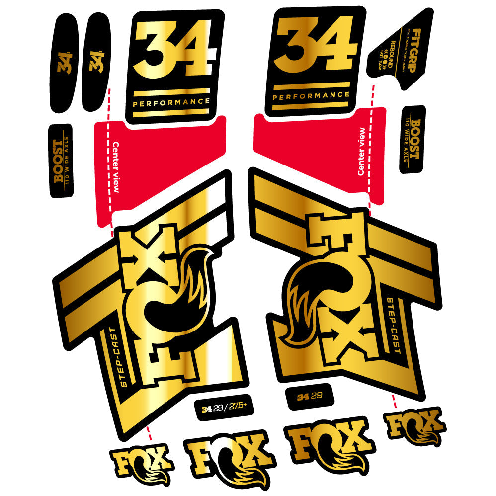 Stickers Fox 34 SC Performance 2019 compatibles Autocollants fourche VTT