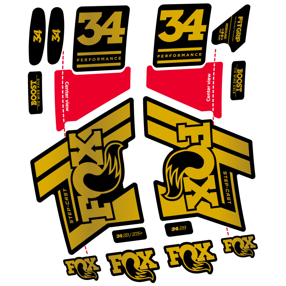 Stickers Fox 34 SC Performance 2019 compatibles Autocollants fourche VTT