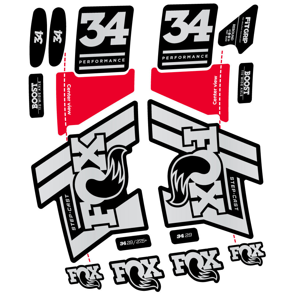 Stickers Fox 34 SC Performance 2019 compatibles Autocollants fourche VTT