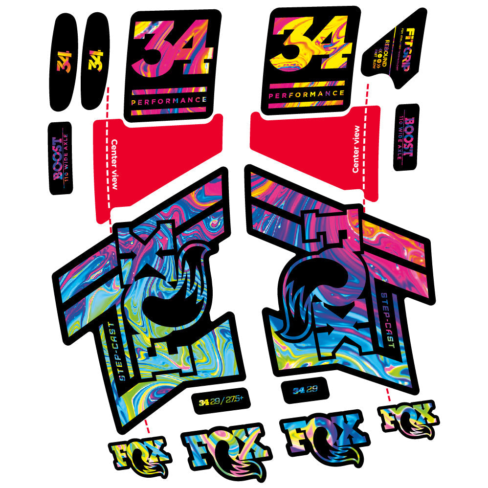 Stickers Fox 34 SC Performance 2019 compatibles Autocollants fourche VTT