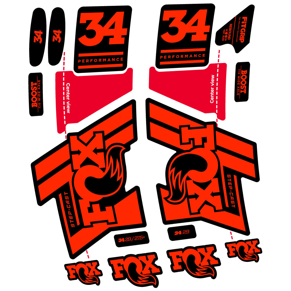 Stickers Fox 34 SC Performance 2019 compatibles Autocollants fourche VTT