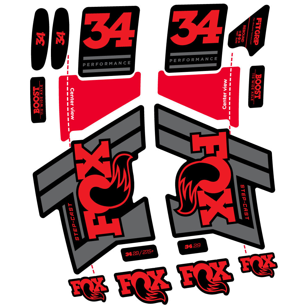 Stickers Fox 34 SC Performance 2019 compatibles Autocollants fourche VTT