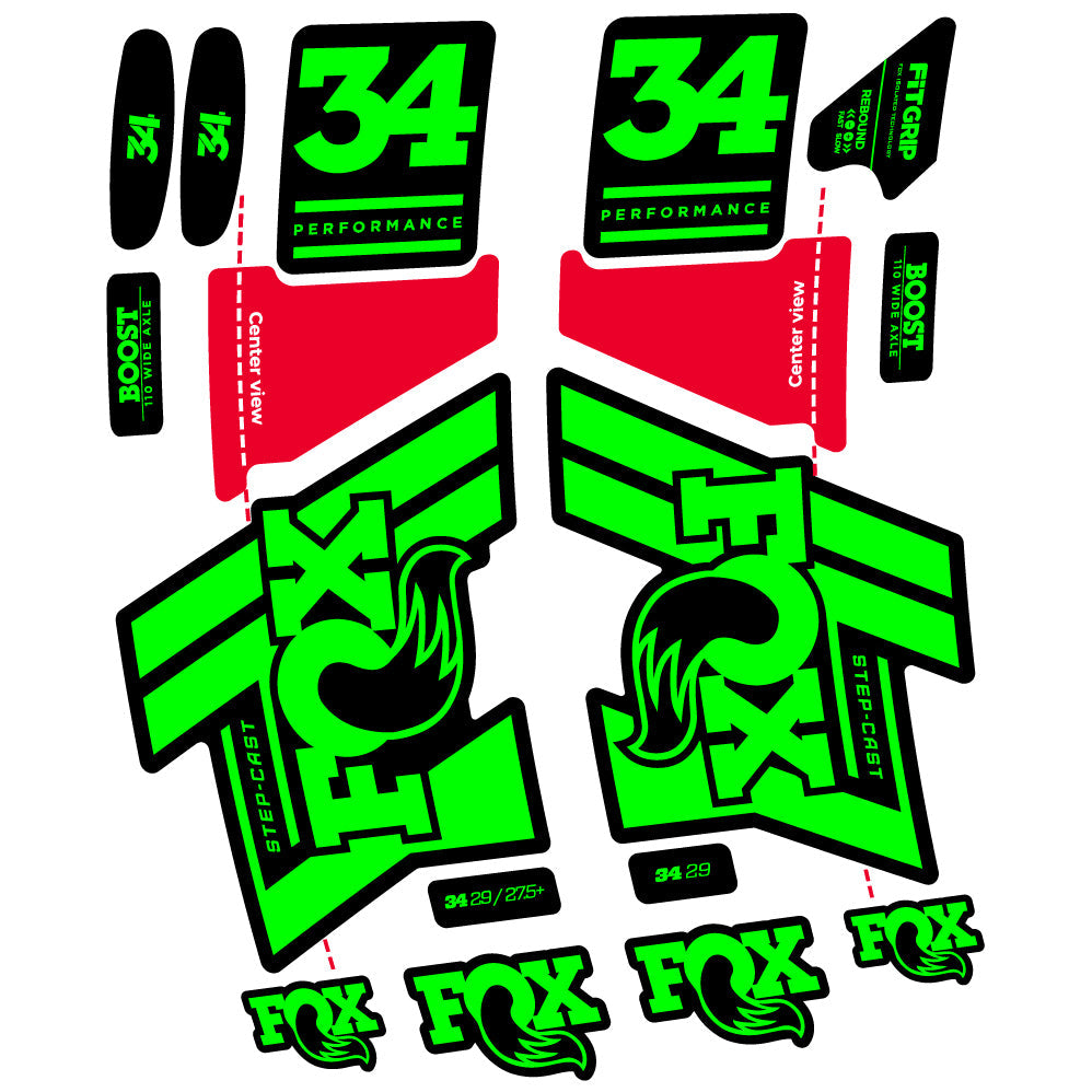 Stickers Fox 34 SC Performance 2019 compatibles Autocollants fourche VTT