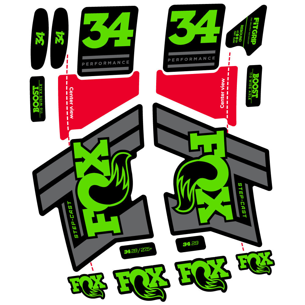 Stickers Fox 34 SC Performance 2019 compatibles Autocollants fourche VTT