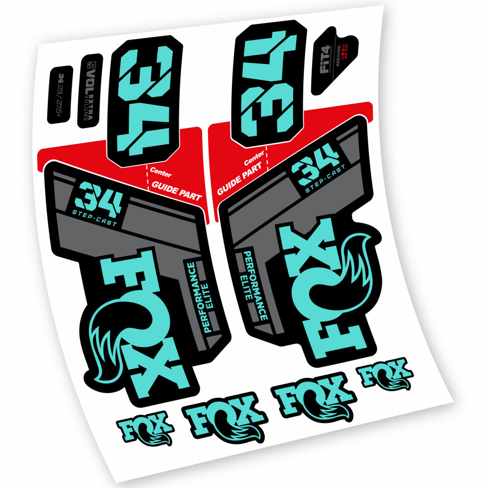 Stickers Fox 34 Step Cast Elite 2021 compatibles Autocollants fourche VTT 29"