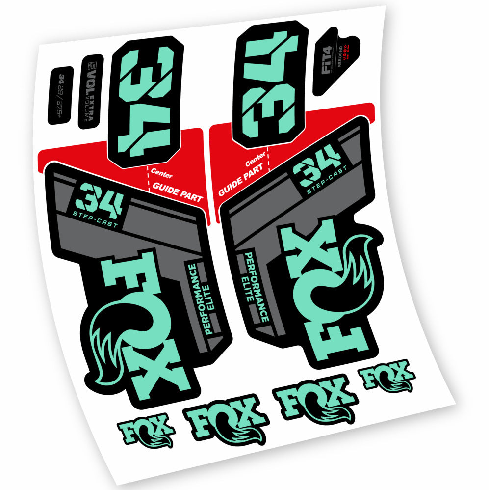 Stickers Fox 34 Step Cast Elite 2021 compatibles Autocollants fourche VTT 29"
