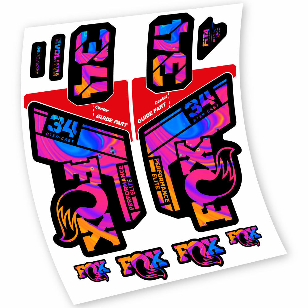 Stickers Fox 34 Step Cast Elite 2021 compatibles Autocollants fourche VTT 29"
