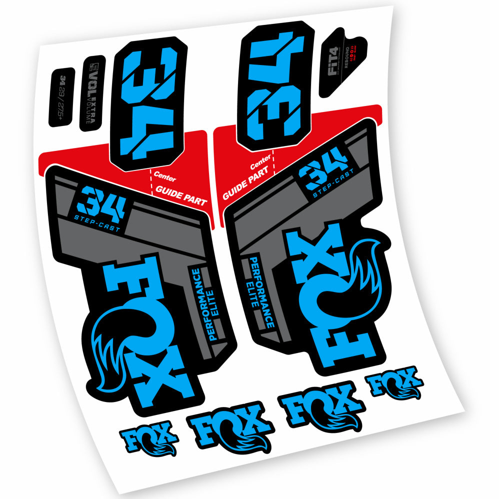 Stickers Fox 34 Step Cast Elite 2021 compatibles Autocollants fourche VTT 29"
