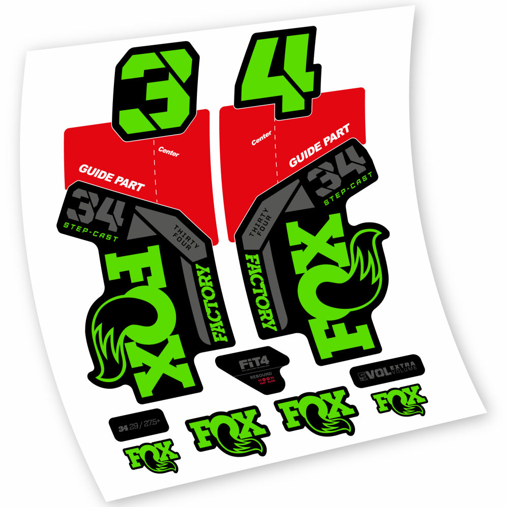 Stickers Fox 34 Factory 2021, 2022, 2023, 2024 & 2025 MTB stickers Autocollants fourche VTT