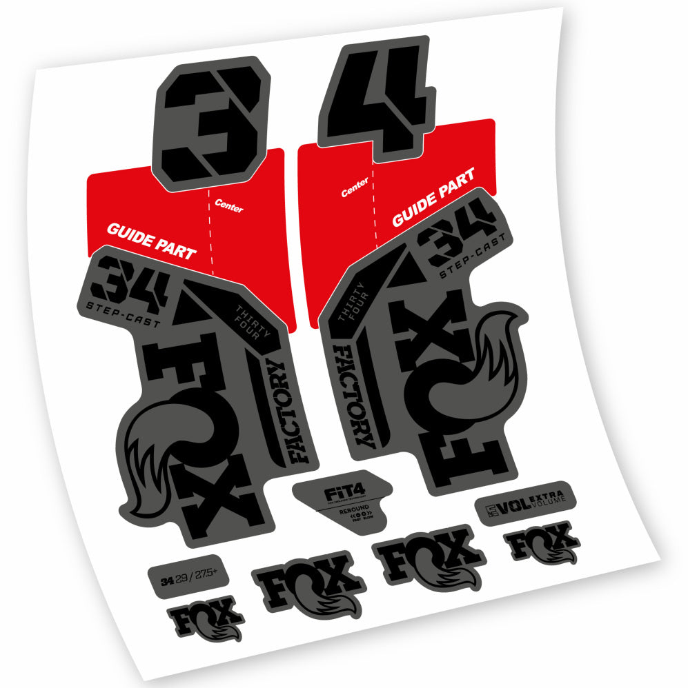 Stickers Fox 34 Factory 2021, 2022, 2023, 2024 & 2025 MTB stickers Autocollants fourche VTT