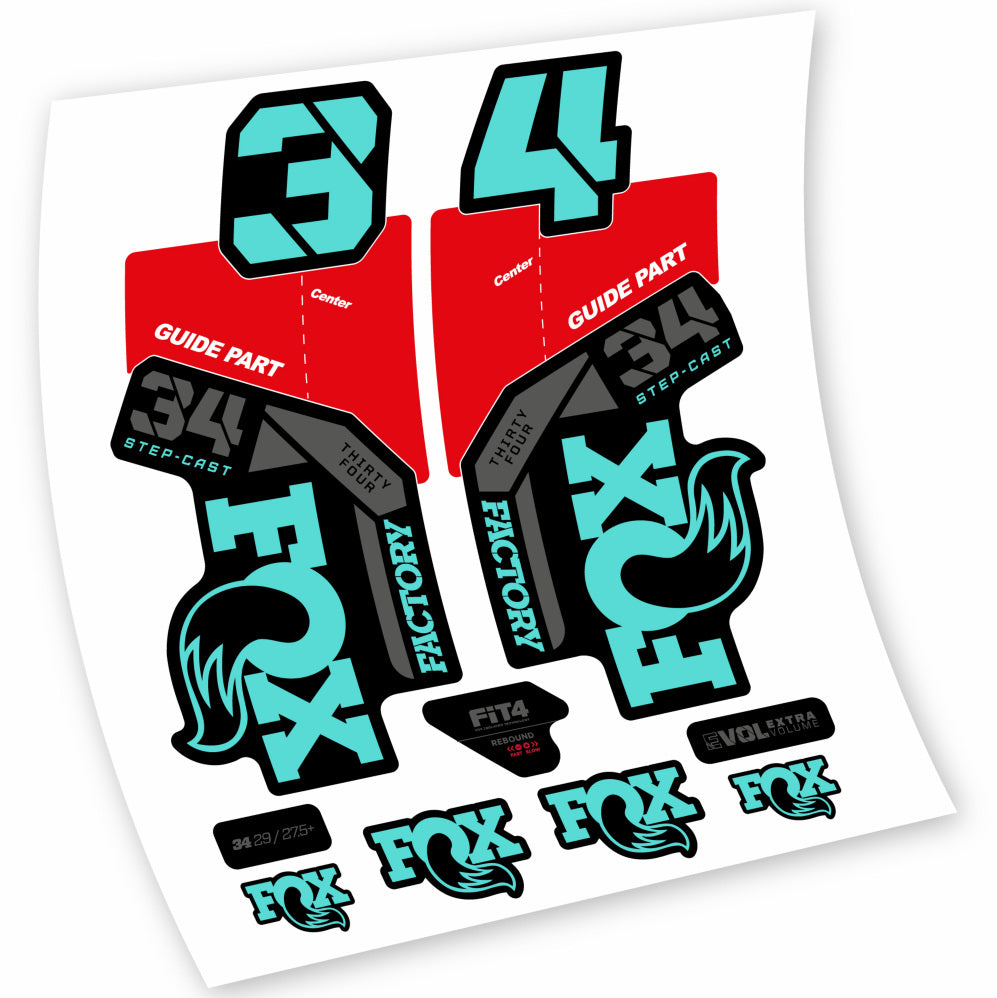 Stickers Fox 34 Factory 2021, 2022, 2023, 2024 & 2025 MTB stickers Autocollants fourche VTT