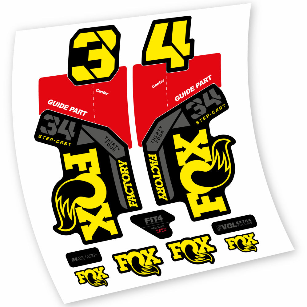 Stickers Fox 34 Factory 2021, 2022, 2023, 2024 & 2025 MTB stickers Autocollants fourche VTT