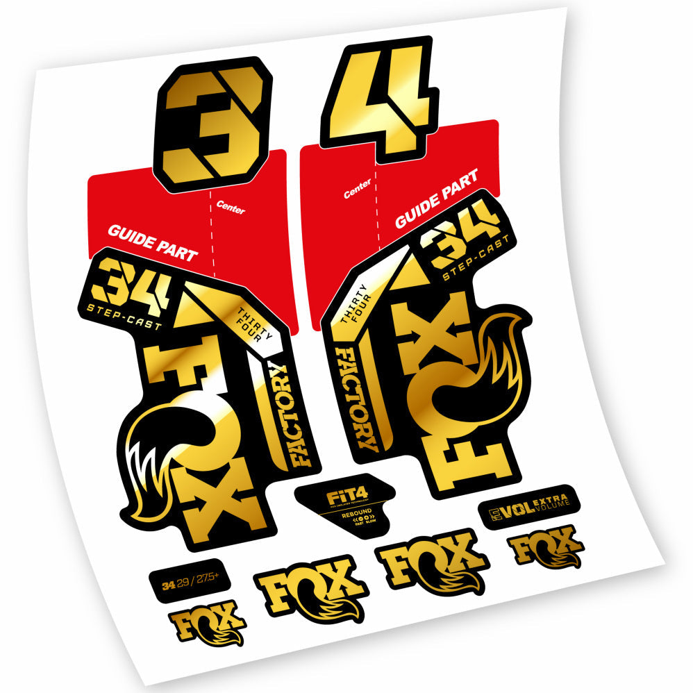 Stickers Fox 34 Factory 2021, 2022, 2023, 2024 & 2025 MTB stickers Autocollants fourche VTT