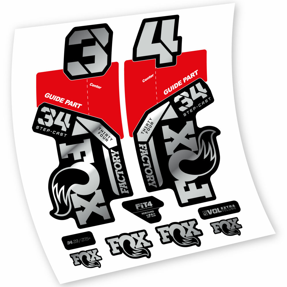 Stickers Fox 34 Factory 2021, 2022, 2023, 2024 & 2025 MTB stickers Autocollants fourche VTT