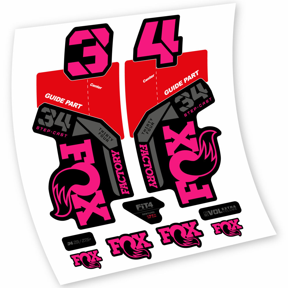 Stickers Fox 34 Factory 2021, 2022, 2023, 2024 & 2025 MTB stickers Autocollants fourche VTT