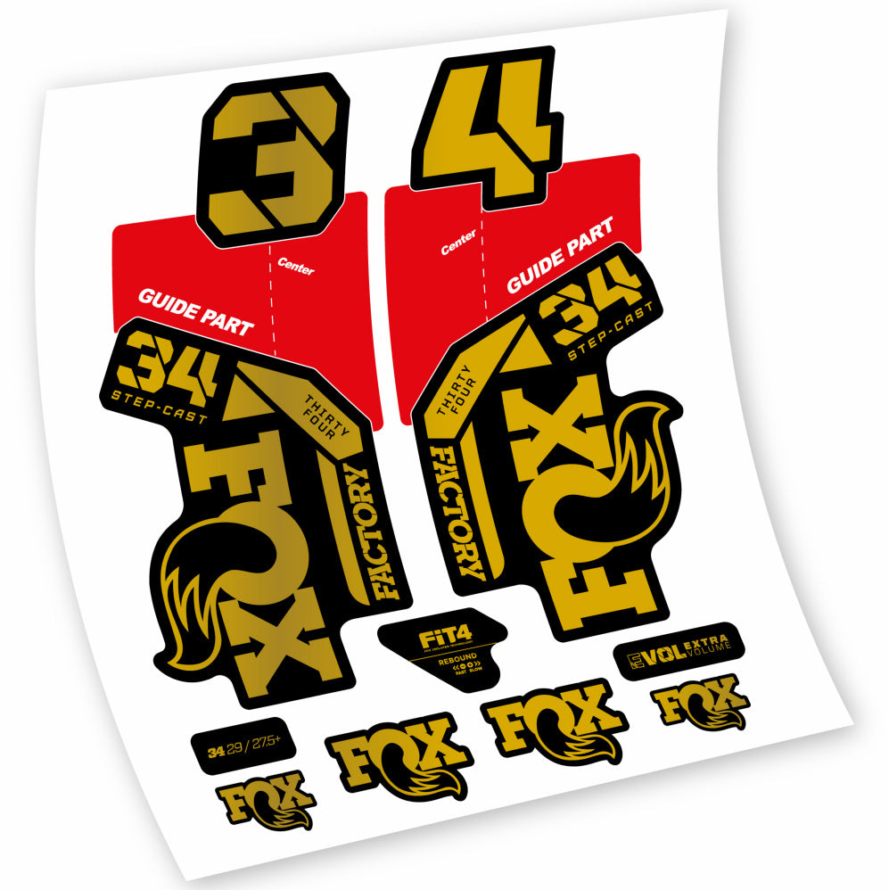 Stickers Fox 34 Factory 2021, 2022, 2023, 2024 & 2025 MTB stickers Autocollants fourche VTT