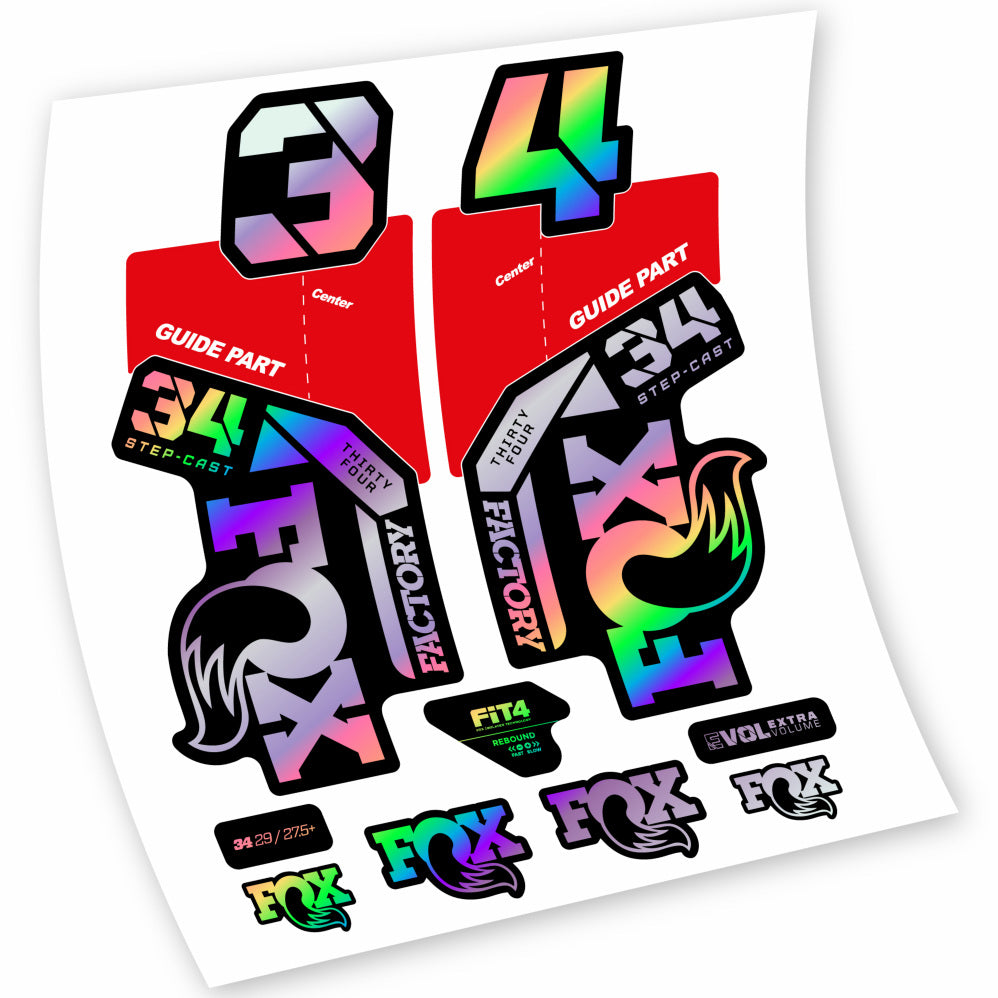 Stickers Fox 34 Factory 2021, 2022, 2023, 2024 & 2025 MTB stickers Autocollants fourche VTT