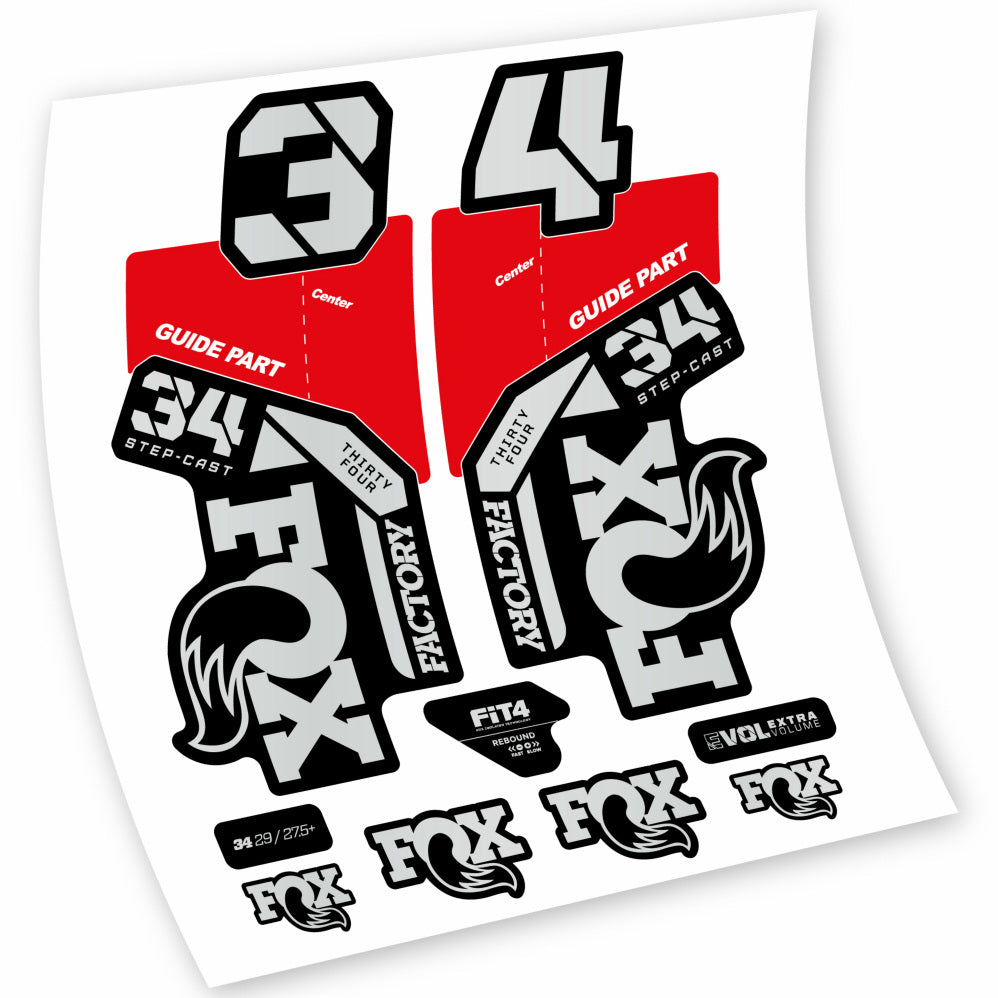 Stickers Fox 34 Factory 2021, 2022, 2023, 2024 & 2025 MTB stickers Autocollants fourche VTT