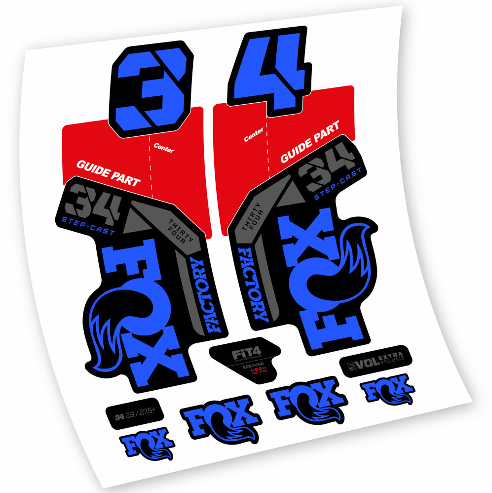 Stickers Fox 34 Factory 2021, 2022, 2023, 2024 & 2025 MTB stickers Autocollants fourche VTT