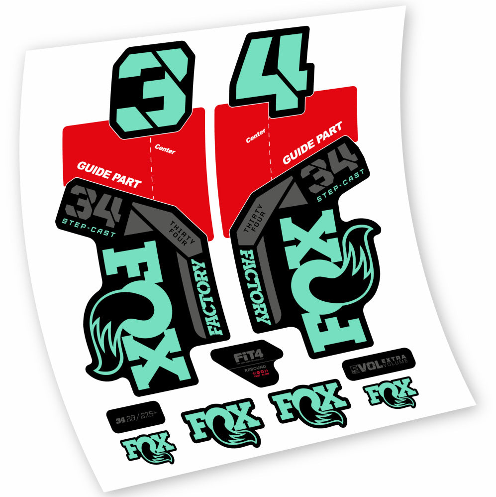 Stickers Fox 34 Factory 2021, 2022, 2023, 2024 & 2025 MTB stickers Autocollants fourche VTT