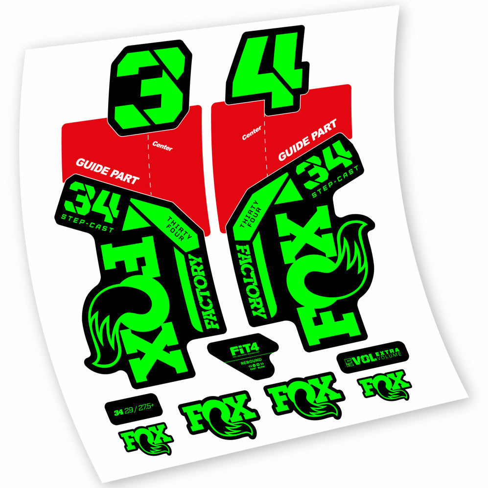 Stickers Fox 34 Factory 2021, 2022, 2023, 2024 & 2025 MTB stickers Autocollants fourche VTT