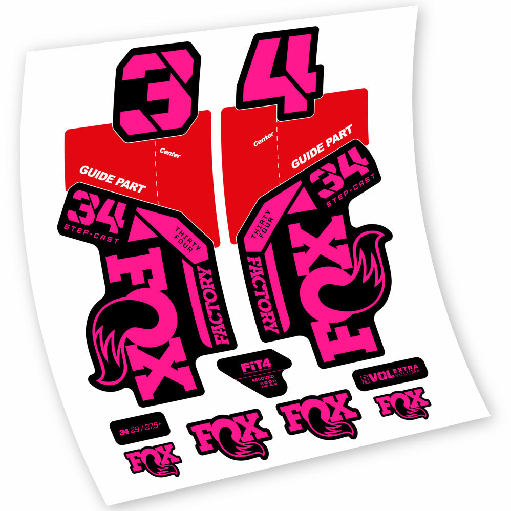 Stickers Fox 34 Factory 2021, 2022, 2023, 2024 & 2025 MTB stickers Autocollants fourche VTT