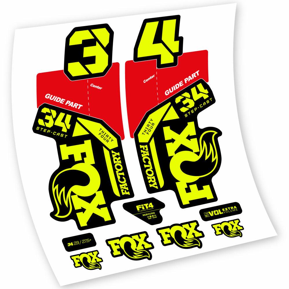 Stickers Fox 34 Factory 2021, 2022, 2023, 2024 & 2025 MTB stickers Autocollants fourche VTT