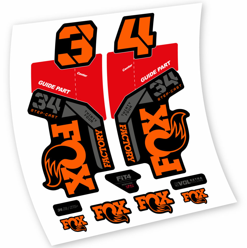 Stickers Fox 34 Factory 2021, 2022, 2023, 2024 & 2025 MTB stickers Autocollants fourche VTT