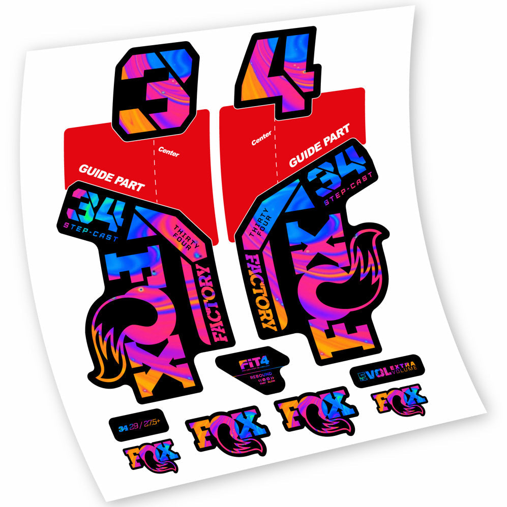 Stickers Fox 34 Factory 2021, 2022, 2023, 2024 & 2025 MTB stickers Autocollants fourche VTT