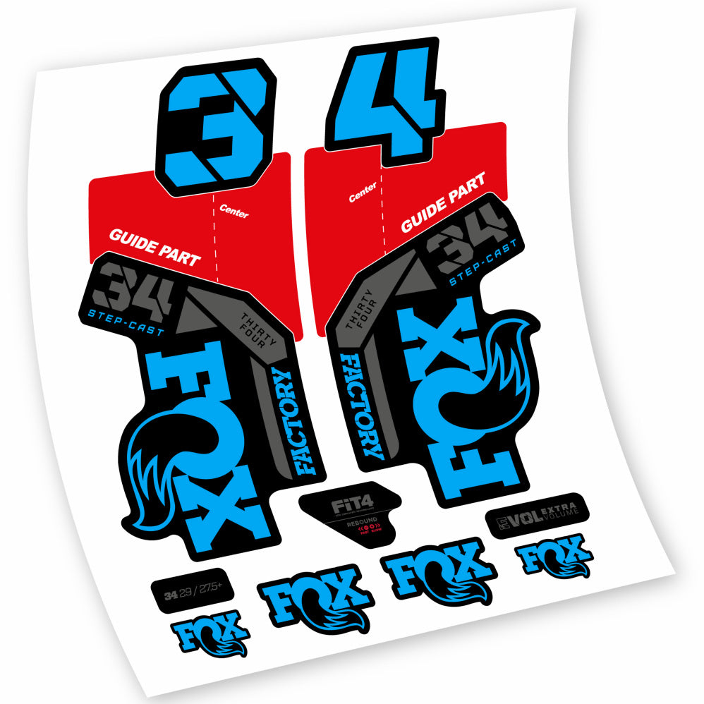 Stickers Fox 34 Factory 2021, 2022, 2023, 2024 & 2025 MTB stickers Autocollants fourche VTT