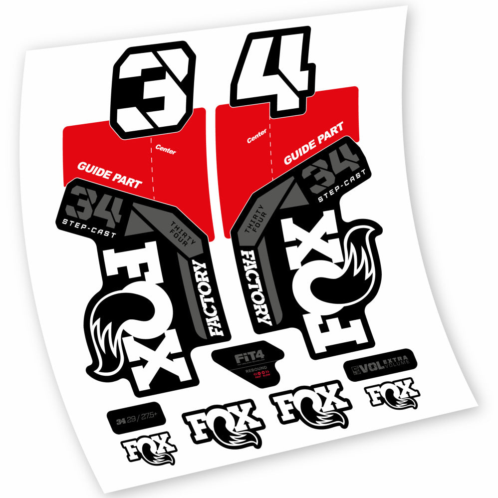 Stickers Fox 34 Factory 2021, 2022, 2023, 2024 & 2025 MTB stickers Autocollants fourche VTT