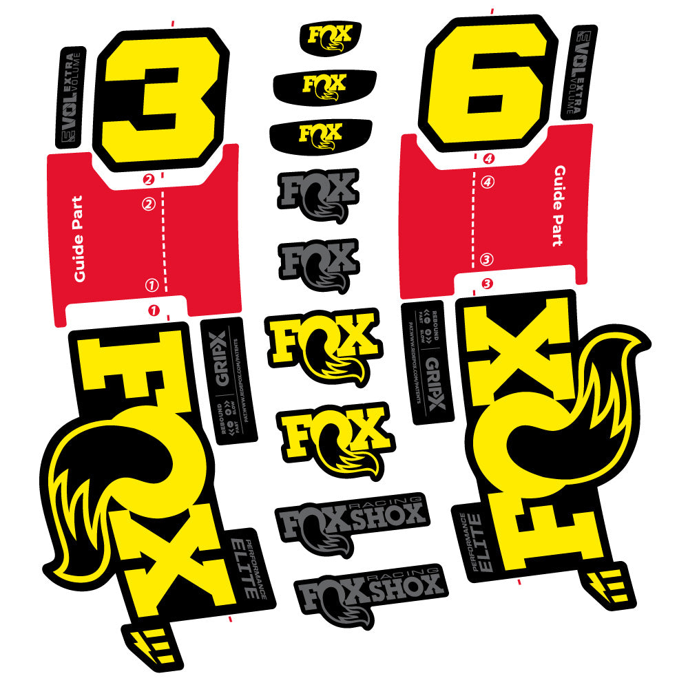 Stickers FOX 36 Performance Elite E-Optimized compatibles - Autocollants fourche VTT