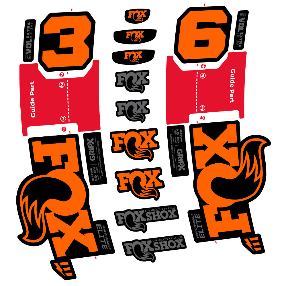 Stickers FOX 36 Performance Elite E-Optimized compatibles - Autocollants fourche VTT