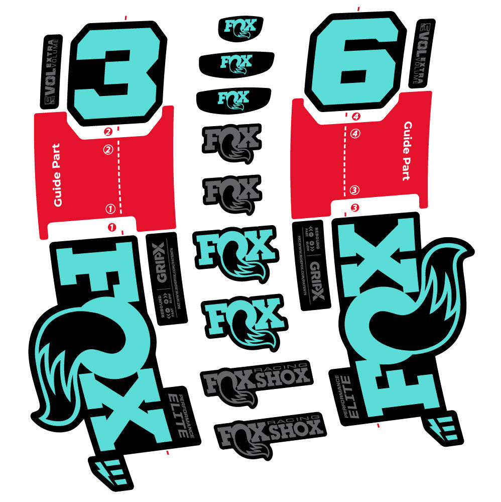 Stickers FOX 36 Performance Elite E-Optimized compatibles - Autocollants fourche VTT