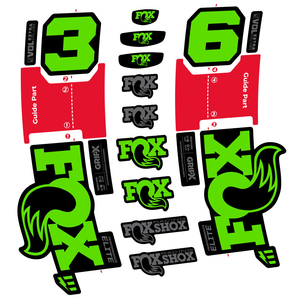 Stickers FOX 36 Performance Elite E-Optimized compatibles - Autocollants fourche VTT