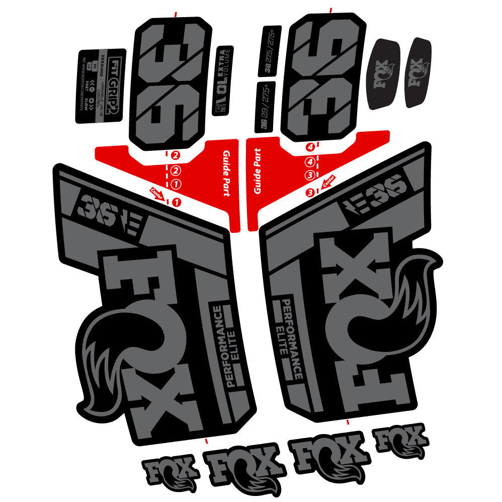 Stickers FOX 36 Elite E compatibles Autocollants fourche VTT 29"