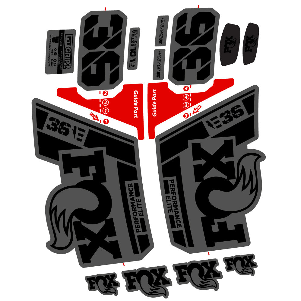Stickers FOX 36 Elite E compatibles Autocollants fourche VTT 29"