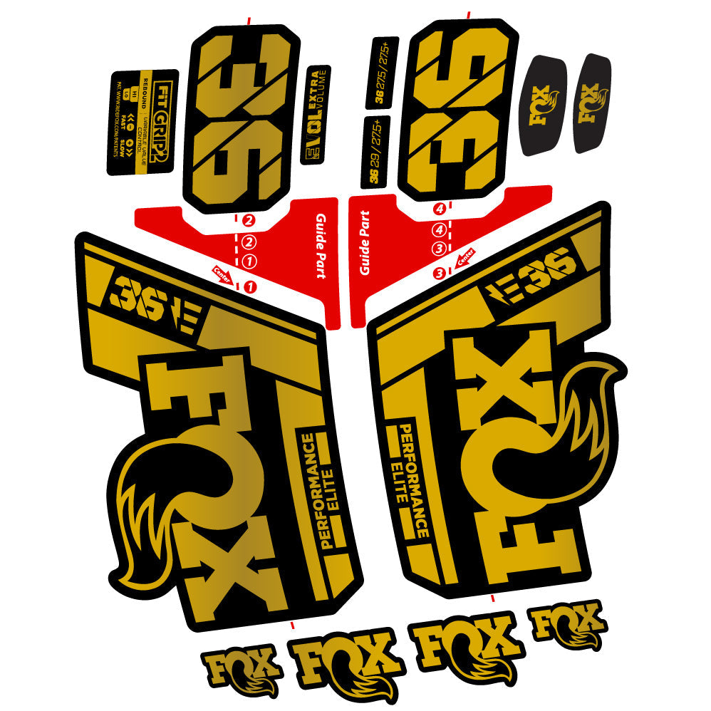 Stickers FOX 36 Elite E compatibles Autocollants fourche VTT 29"