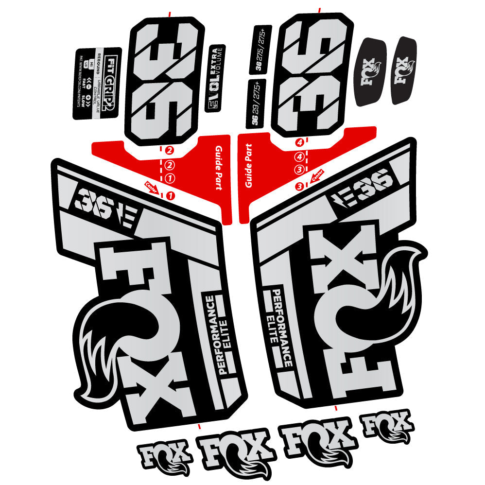 Stickers FOX 36 Elite E compatibles Autocollants fourche VTT 29"