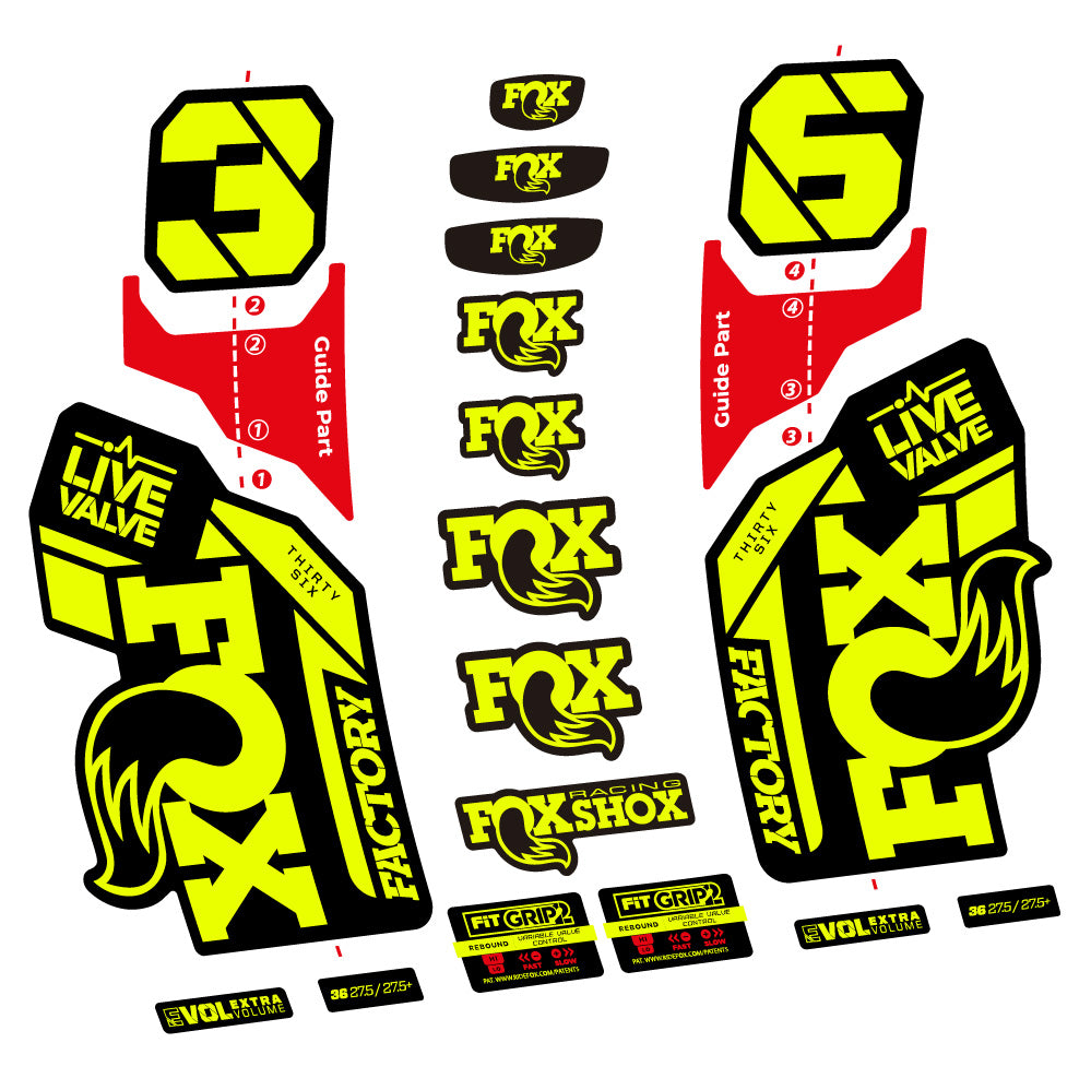 Stickers Fox 36 Factory Live Valve compatibles Autocollants fourche VTT 29"