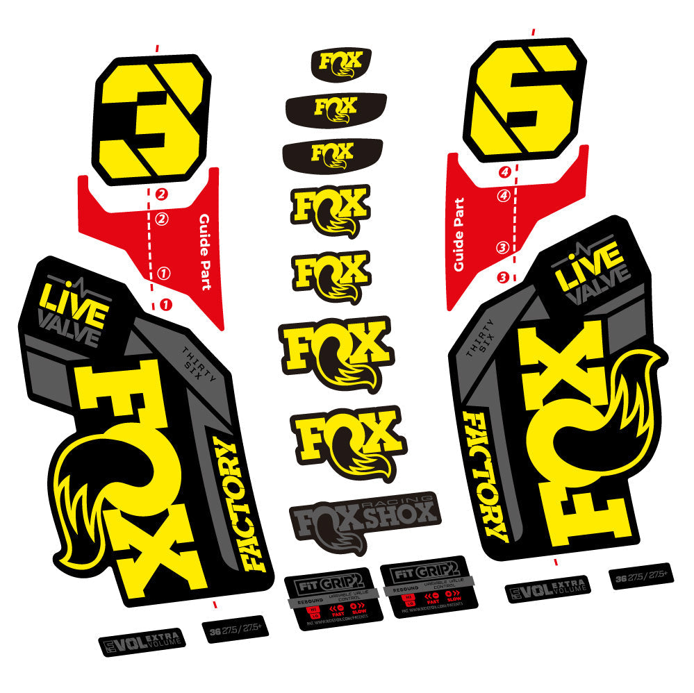 Stickers Fox 36 Factory Live Valve compatibles Autocollants fourche VTT 29"